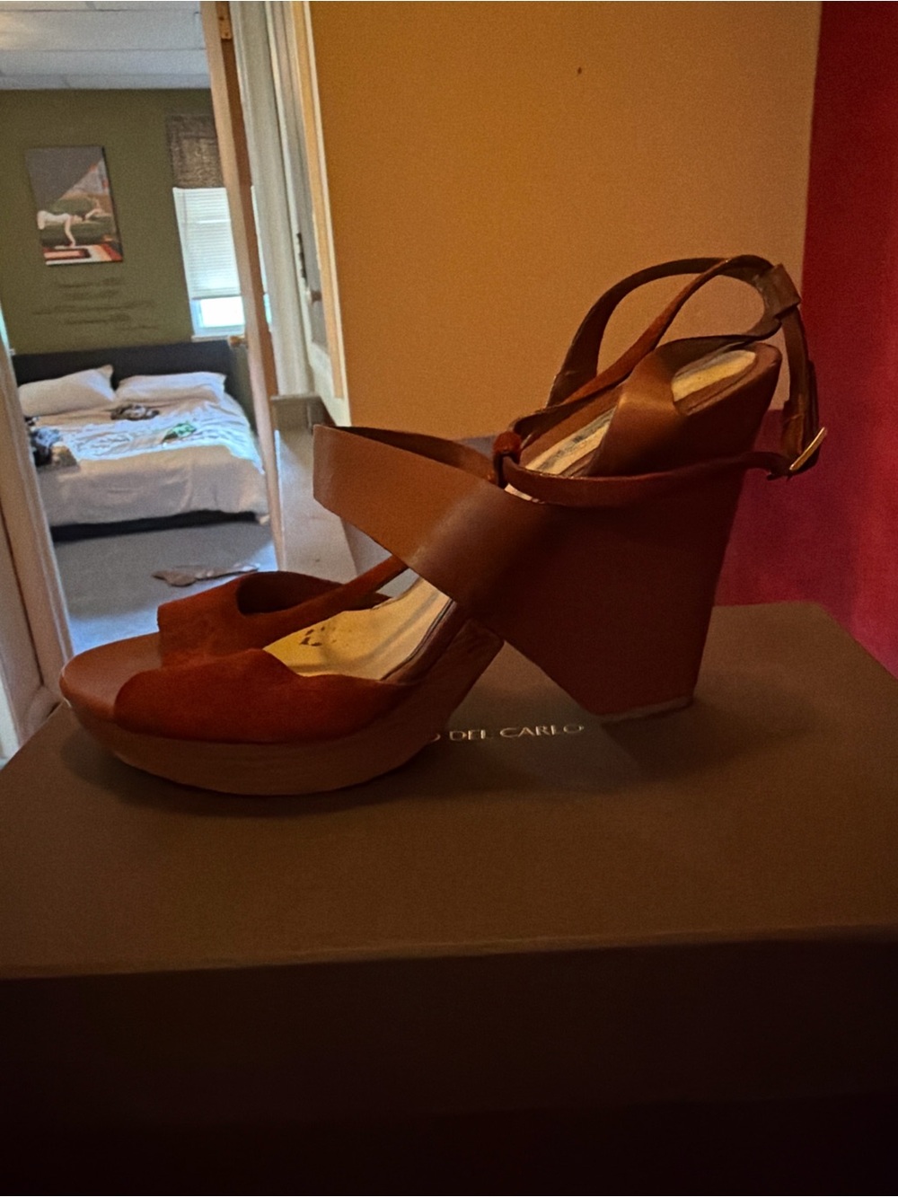 Roberto Del Carlo Brown Suede & Leather Wedge Sandals
